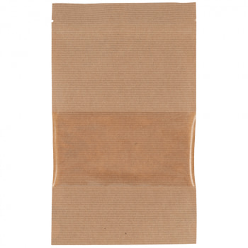 Крафт дой-пак с zip lock, прямоугольное окно 6.5 см, 13.5*4*22.5 см, 50 шт.