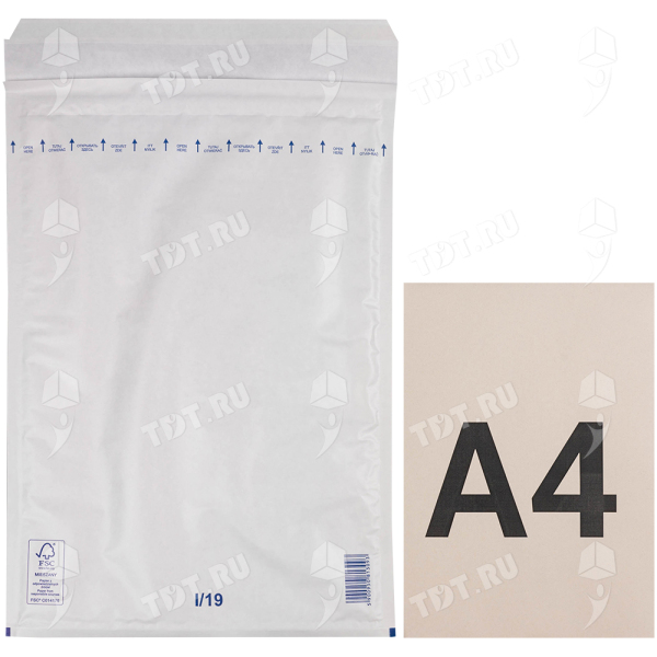 Белый крафт пакет с прослойкой, 32*45 см, I-19 (J/6)