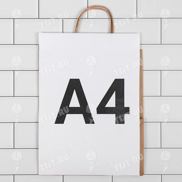 Крафт пакет с крученой ручкой, 70 г/м², 22*12*25 см
